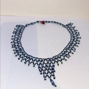 4/$20 Elegant Blue Beaded Necklace- choker style